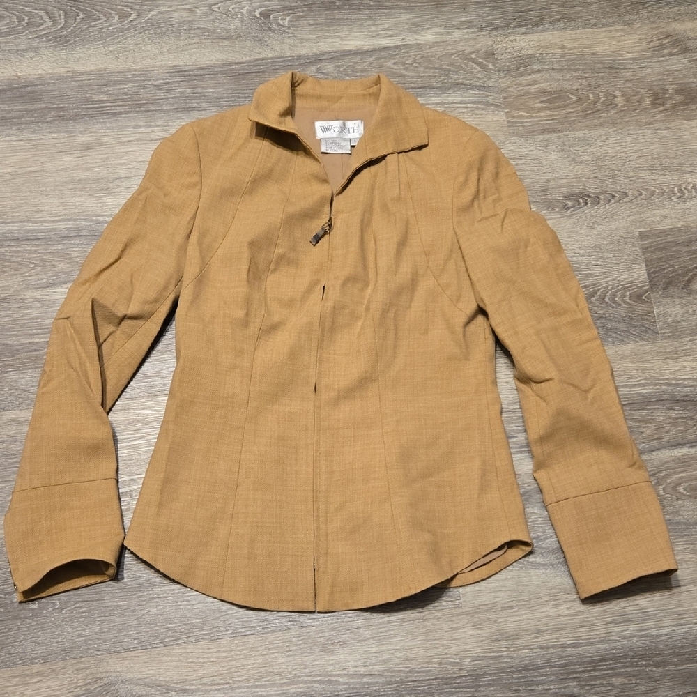 Worth Tan Neutral Wool Blend Blazer Sz 4
